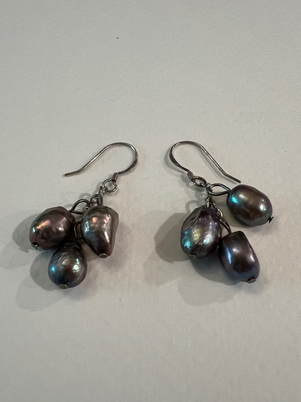 Sterling Silver Freshwater Pearl Cluster Drop Earrings